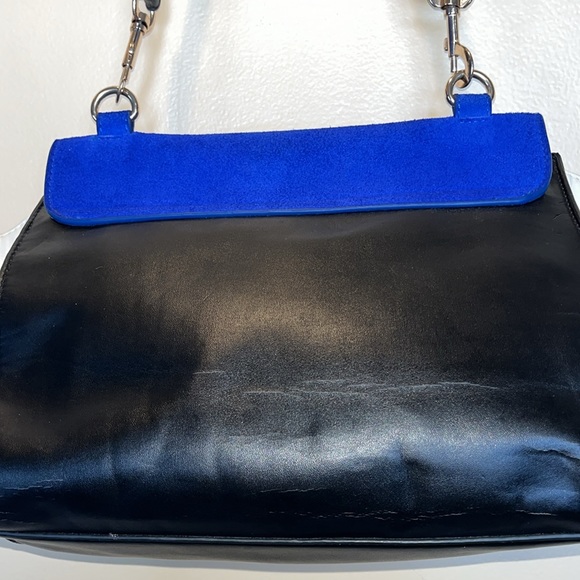 Blue Suede, Black and Cream Trapeze Bag - Picture 9 of 17